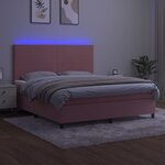 vidaXL Sommier à lattes de lit et matelas LED Rose 180x200 cm Velours