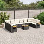 vidaXL Salon de jardin 11 Pièces avec coussins noir résine tressée