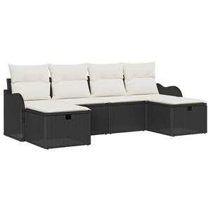 vidaXL Ensemble de Canapés avec coussin 6 Pièces Noir et Crème polyrotin