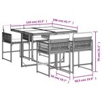 vidaXL Ensemble à manger de jardin coussins 5Pièces Noir Résine tressée