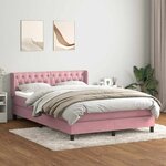 vidaXL Sommier à lattes de lit avec matelas rose 140x210 cm velours