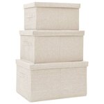 vidaXL Boîtes de rangement empilables 3 Pièces Tissu Crème