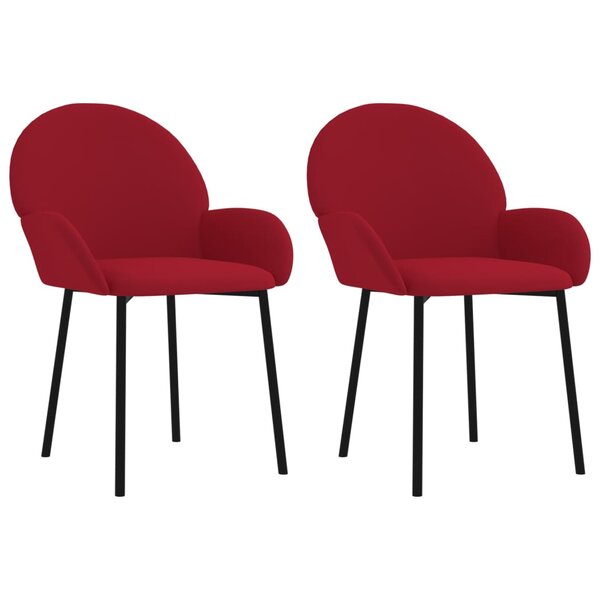 vidaXL Chaises à manger lot de 2 Rouge bordeaux Velours
