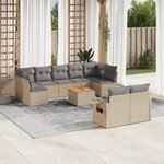 vidaXL Salon de jardin et coussins 10 Pièces mélange beige résine tressée