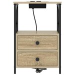 vidaXL Table de nuit avec station de chargement Chêne sonoma