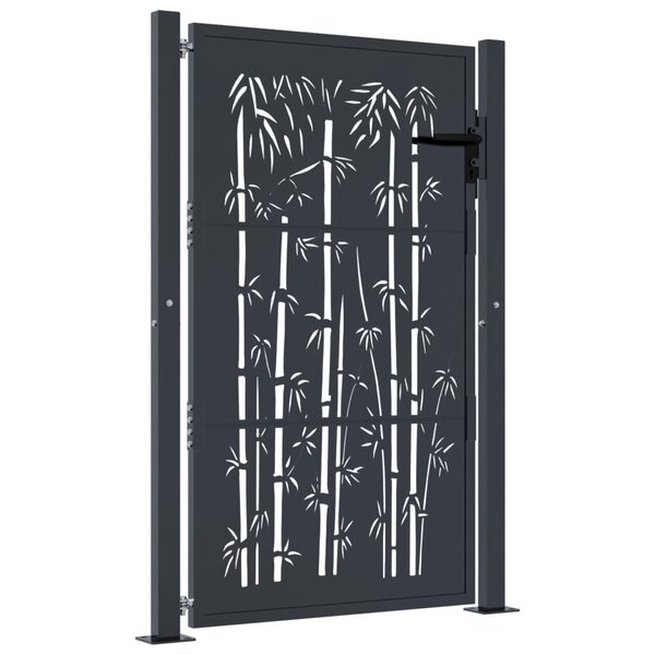 vidaXL Portail de jardin anthracite 105x155 cm acier design de bambou