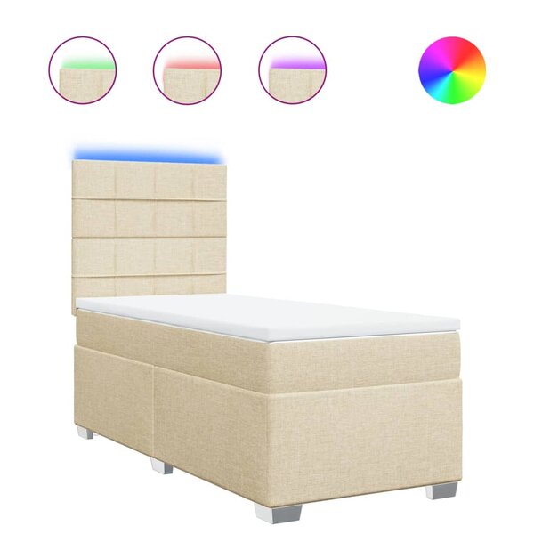 vidaXL Sommier à lattes de lit avec matelas Crème 80x200 cm Tissu