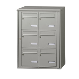 Bloc collectif leabox.com  2x3  grade 3  simple face  Extérieur  fixation murale  Gris agate RAL 7038 finition brillante