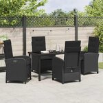 vidaXL Ensemble de salle à manger pour jardin 5 Pièces Noir polyrotin
