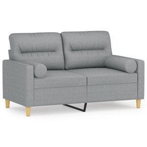 vidaXL Canapé 2 places avec oreillers gris clair 120 cm tissu