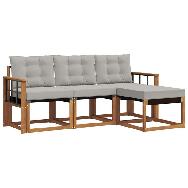 vidaXL Ensemble de canapés d'extérieur 4 pc Gris Naturel et Clair
