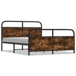 vidaXL Cadre de lit en métal sans matelas chêne fumé 150x200 cm