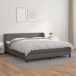 vidaXL Sommier à lattes de lit avec matelas Gris 180x200 cm Similicuir