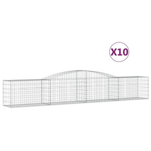 vidaXL Paniers à gabions arqués 10 Pièces 400x50x60/80 cm Fer galvanisé