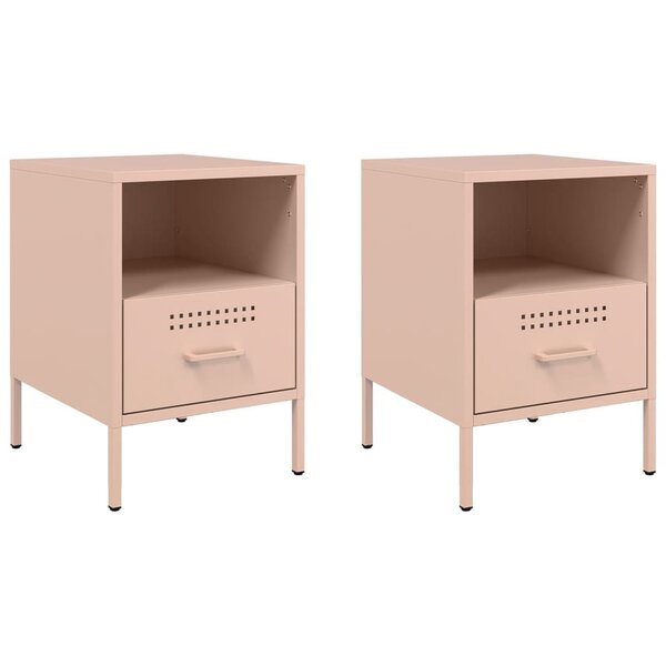 vidaXL Tables de chevet 2 Pièces rose 36x39x50 5 cm acier
