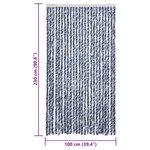 vidaXL Rideau anti-mouches bleu et blanc 100x230 cm chenille