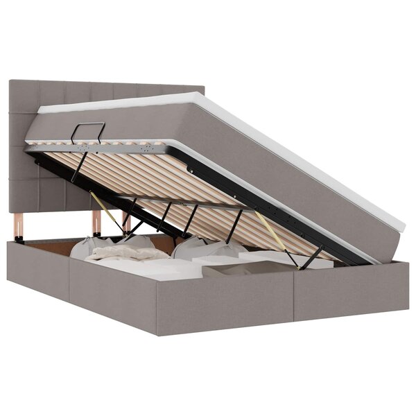 vidaXL Lit avec rangement et matelas Taupe 140 x 200 cm tissu