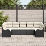 vidaXL Ensemble de canapé de jardin 7 Pièces Noir et blanc Poly rotin