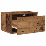 vidaXL Table de chevet murale avec bande LED 2 Pièces Bois Ancien