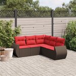 vidaXL Salon de jardin avec coussins 5 Pièces marron résine tressée