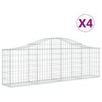 vidaXL Paniers à gabions arqués 4 Pièces 200x30x60/80 cm Fer galvanisé