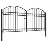 vidaXL Portillon double porte avec dessus arqué Acier 300x125 cm Noir