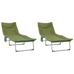vidaXL Transat pliant avec coussin 2 pc Vert foncé