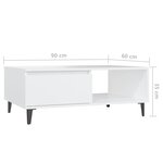 vidaXL Table basse blanc 90x60x35 cm bois d'ingénierie