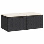 vidaXL Salon de jardin avec coussins 2 Pièces noir résine tressée acacia