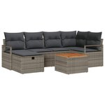 vidaXL Ensemble de canapé de jardin avec coussin 7 Pièces Gris Poly rotin