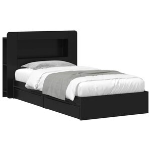 vidaXL Cadre de lit avec rangement Noir 75 x 190 cm Bois d'ingénierie