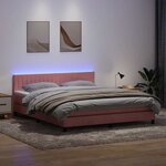 vidaXL Sommier à lattes de lit avec matelas et LED rose 180x210 cm velours
