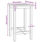 vidaXL Table de bar Naturel 60 x 60 x 105 cm Teck Massif