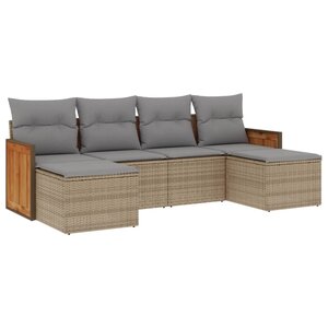vidaXL Salon de jardin avec coussins 6 Pièces beige résine tressée