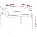vidaXL Tabourets de jardin et coussins gris lot de 2 60x60x35 cm acier