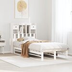 vidaXL Lit bibliothèque sans matelas blanc 90x190cm bois de pin massif