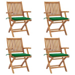 vidaXL Chaises pliables de jardin avec coussins 4 Pièces Teck solide