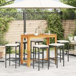 vidaXL Ensemble de bar de jardin 7 Pièces noir bois massif acacia rotin
