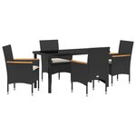 Ensemble de salle à manger de jardin 5 pièces avec coussins en rotin noir vidaXL