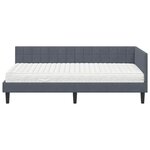 vidaXL Cadre de lit d'angle avec matelas 2 pc Gris foncé 90 x 190 cm