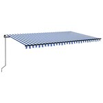 vidaXL Auvent manuel rétractable avec LED 500x300 cm Bleu et blanc