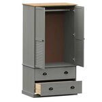 vidaXL Garde-robe VIGO gris 90x55x170 cm bois massif de pin