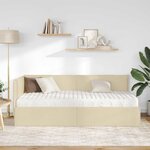 vidaXL Cadre de lit d'angle avec matelas 2 pc Crème 90 x 190 cm