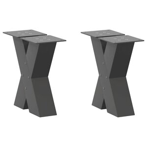 vidaXL Pieds de table basse en forme de X  2 pièces  anthracite  40 x (30-31) cm  acier