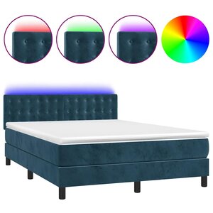 vidaXL Sommier à lattes de lit matelas et LED Bleu foncé 140x200 cm