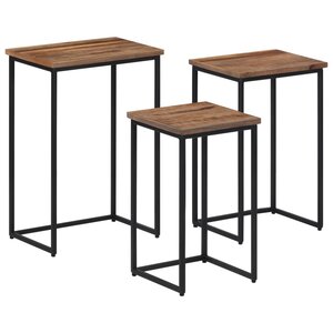 vidaXL Tables basses gigognes 3 Pièces bois massif de teck