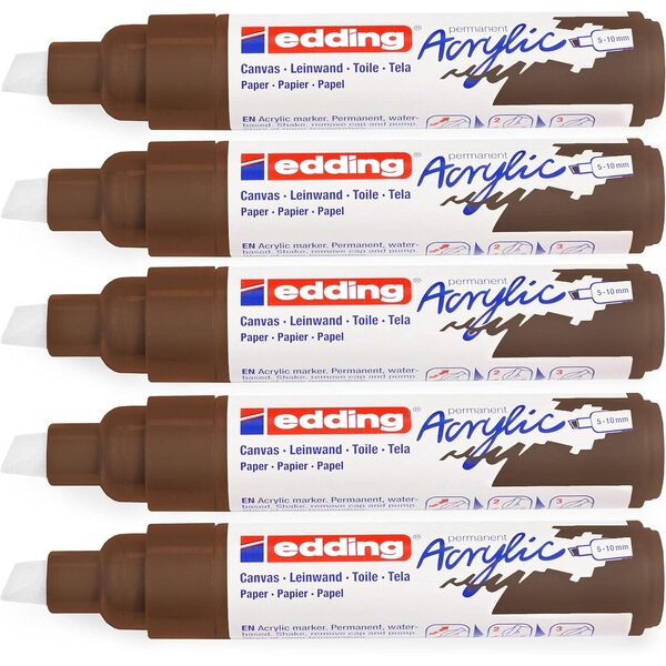 Marqueur acrylique large 5000 marron chocolat 5-10 mm x 5 EDDING