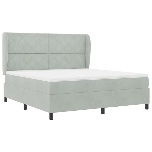 vidaXL Lit à ressorts avec matelas Gris clair 180 x 200 cm Velours