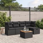 vidaXL Salon de jardin 6 Pièces avec coussins noir résine tressée