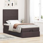 vidaXL Cadre de lit ottoman avec matelas marron foncé 100x200 cm tissu